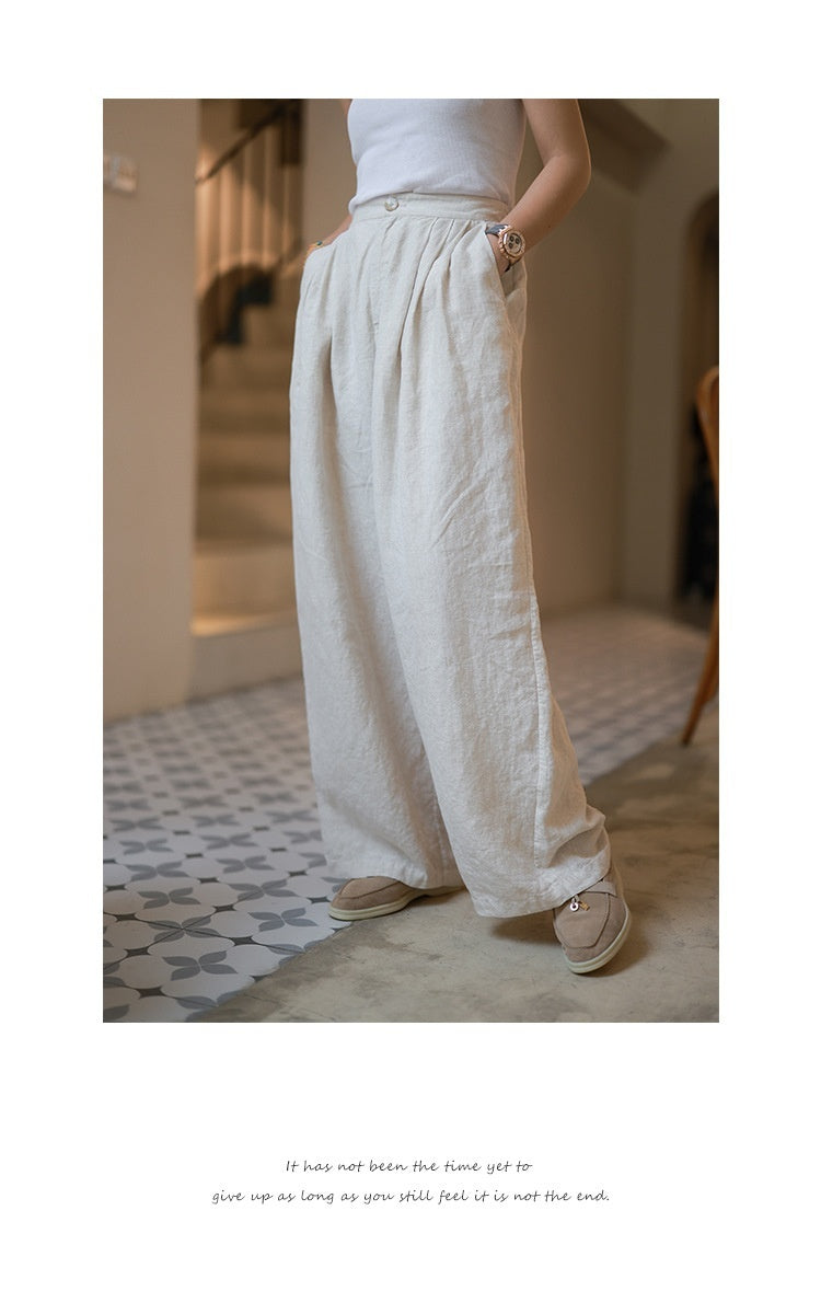 Washable Comfortable Semi-elastic Loose-fitting Floor-length Pants