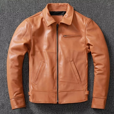 Leather Jacket For Men Made Of Tanned Cowhide Top Layer