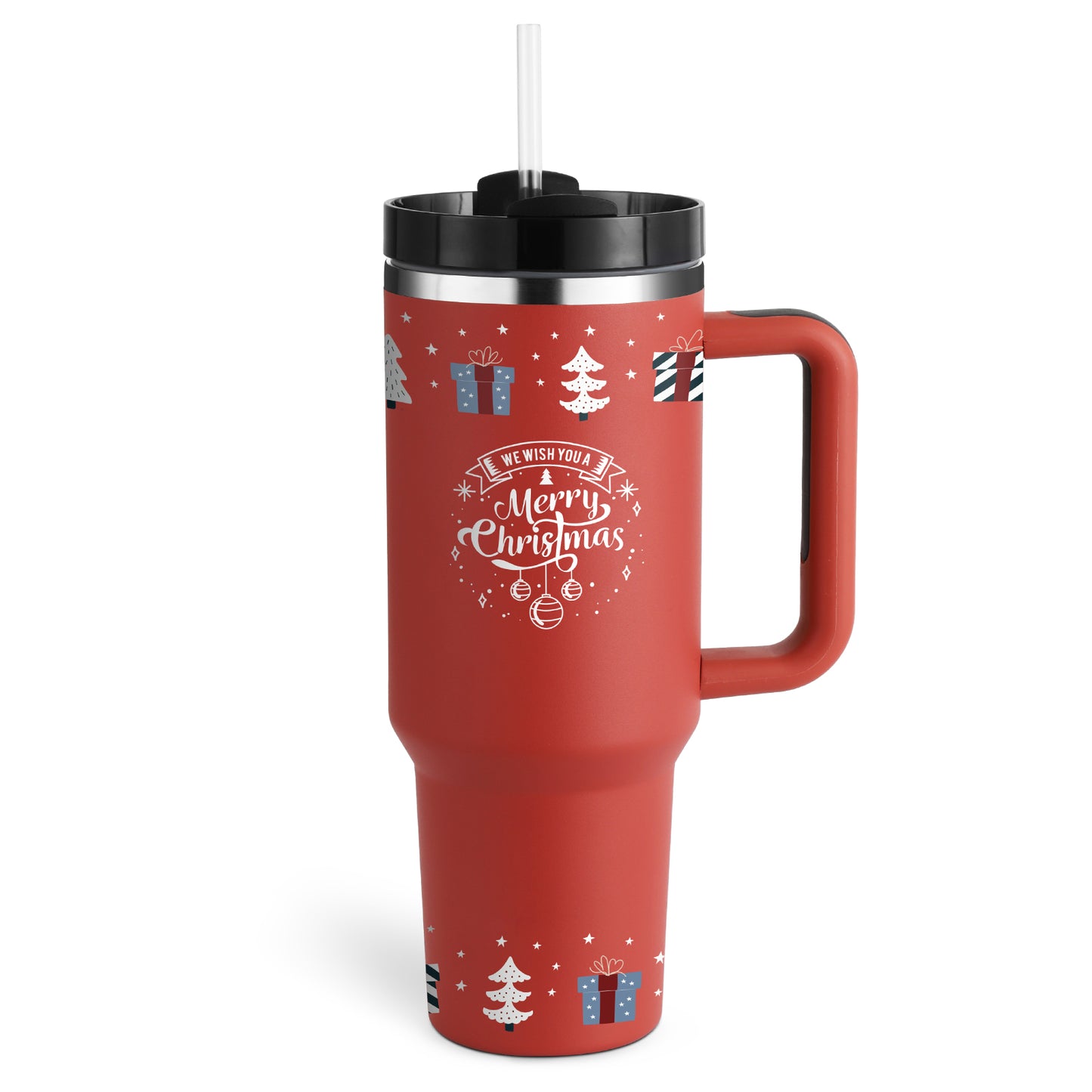 40oz Stainless Steel Insulated Tumbler with Handle & Straw