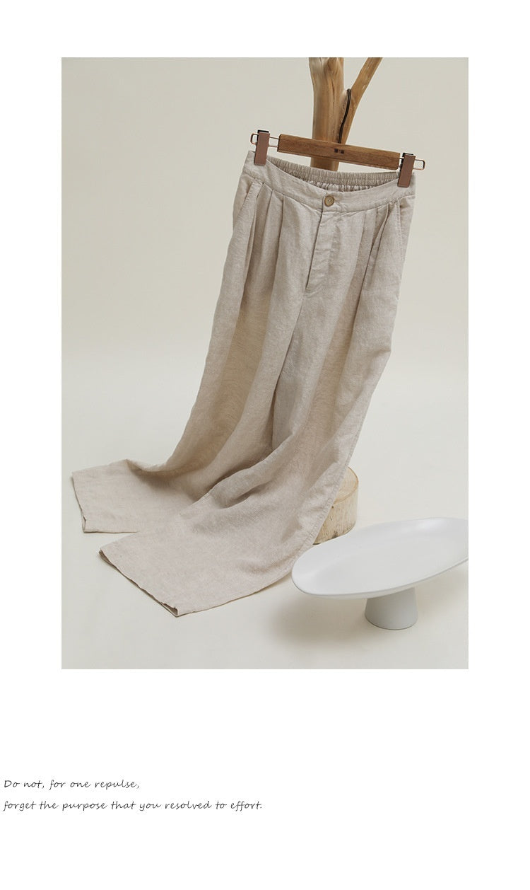 Washable Comfortable Semi-elastic Loose-fitting Floor-length Pants