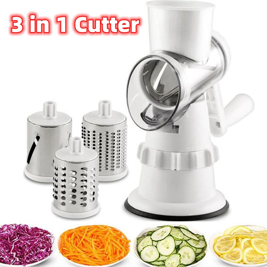 3 In 1 Vegetable Slicer Manual Kitchen  Grater For Vegetable Cutter Round  Shredder