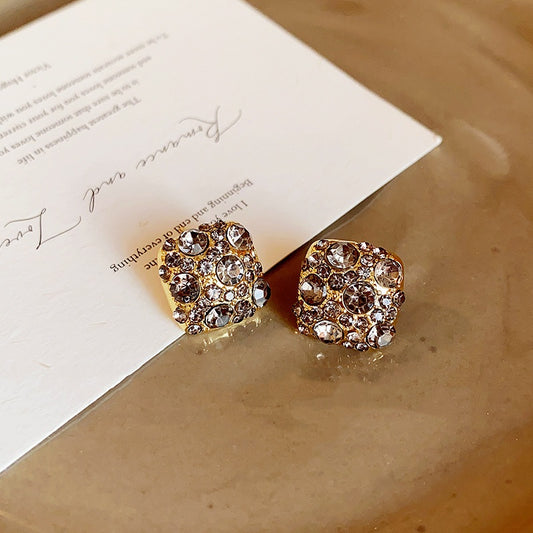 Black Full Diamond Micro Inlaid Zircon Square earrings