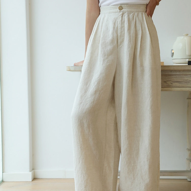 Washable Comfortable Semi-elastic Loose-fitting Floor-length Pants
