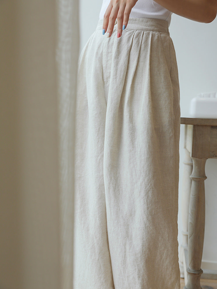 Washable Comfortable Semi-elastic Loose-fitting Floor-length Pants